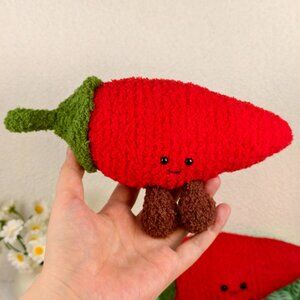 Handmade Amigurumi Crochet Big Red Chili Plushie